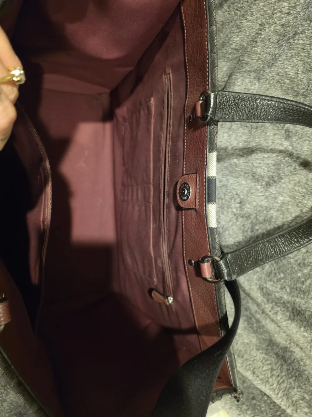 Coach Gray Signature Canvas Tote with Stripe
